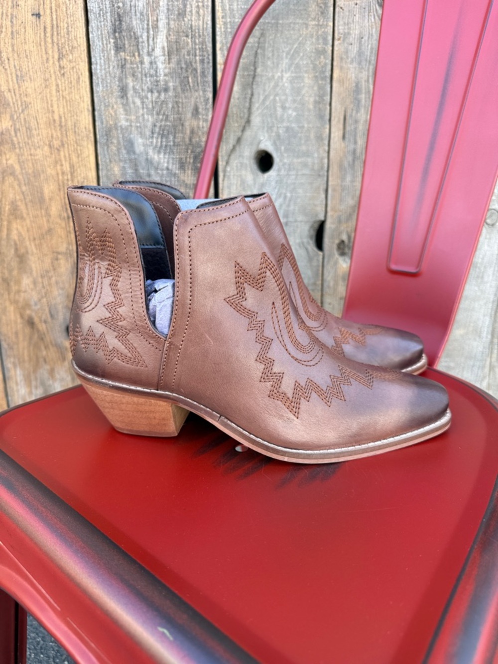 Women’s Brown Western Cutout Ankle Booties